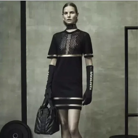 Alexander Wang x H&M Black Mesh Mini Dress Dark Romance Whimsigoth Size Small - Picture 12 of 12